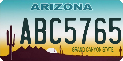 AZ license plate ABC5765