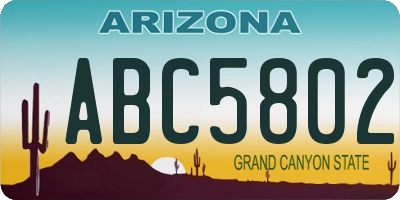 AZ license plate ABC5802