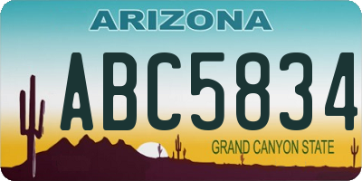 AZ license plate ABC5834