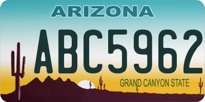 AZ license plate ABC5962