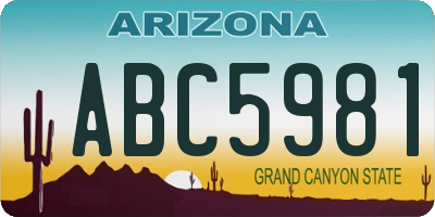 AZ license plate ABC5981
