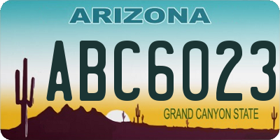 AZ license plate ABC6023
