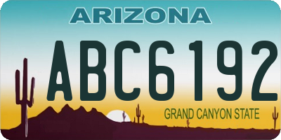 AZ license plate ABC6192