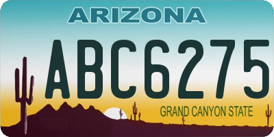 AZ license plate ABC6275