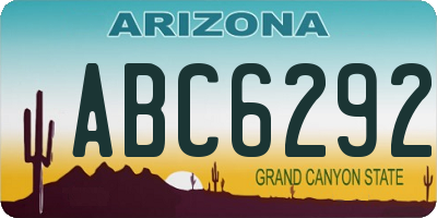AZ license plate ABC6292