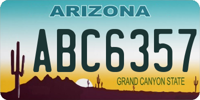 AZ license plate ABC6357