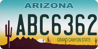AZ license plate ABC6362