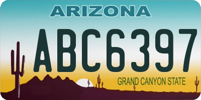 AZ license plate ABC6397