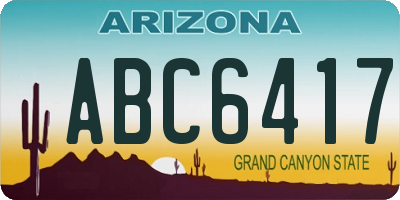 AZ license plate ABC6417