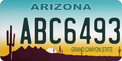 AZ license plate ABC6493