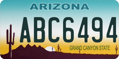 AZ license plate ABC6494