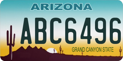 AZ license plate ABC6496