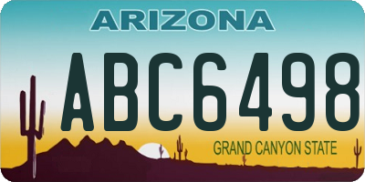 AZ license plate ABC6498