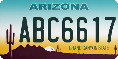 AZ license plate ABC6617