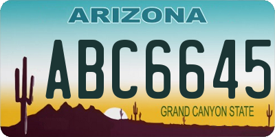 AZ license plate ABC6645