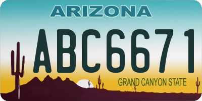 AZ license plate ABC6671