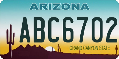 AZ license plate ABC6702