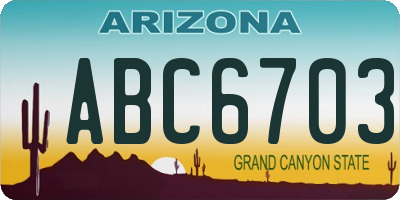 AZ license plate ABC6703
