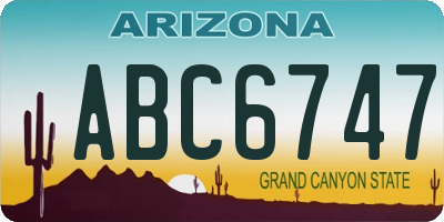 AZ license plate ABC6747