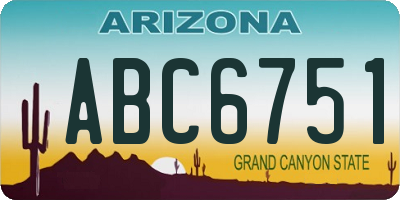 AZ license plate ABC6751