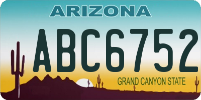 AZ license plate ABC6752