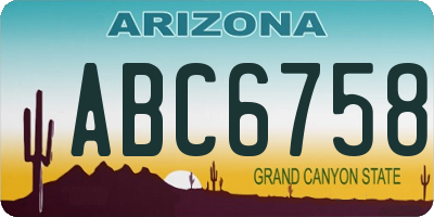 AZ license plate ABC6758