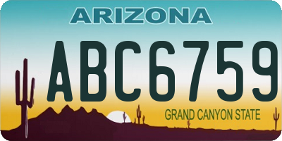 AZ license plate ABC6759