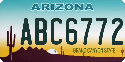 AZ license plate ABC6772