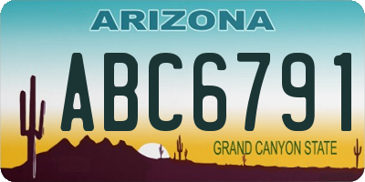 AZ license plate ABC6791