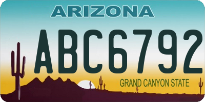 AZ license plate ABC6792