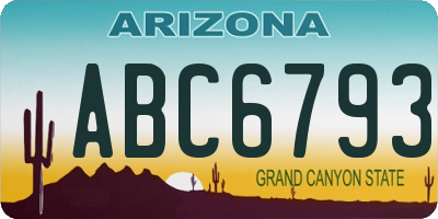 AZ license plate ABC6793