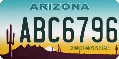 AZ license plate ABC6796