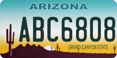 AZ license plate ABC6808