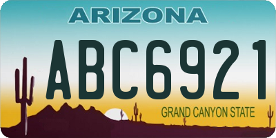 AZ license plate ABC6921