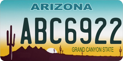 AZ license plate ABC6922