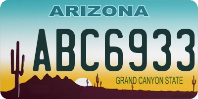 AZ license plate ABC6933