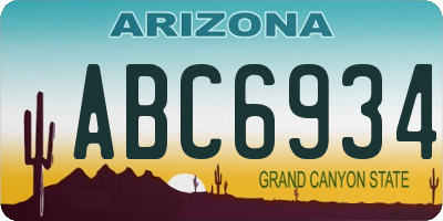 AZ license plate ABC6934