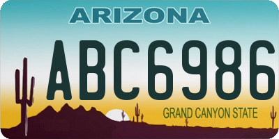 AZ license plate ABC6986