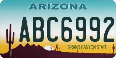 AZ license plate ABC6992