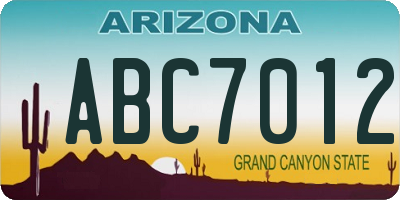 AZ license plate ABC7012