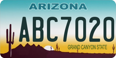 AZ license plate ABC7020