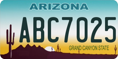 AZ license plate ABC7025