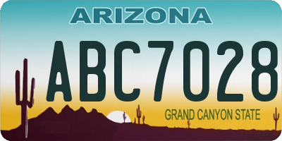 AZ license plate ABC7028