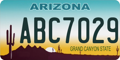 AZ license plate ABC7029