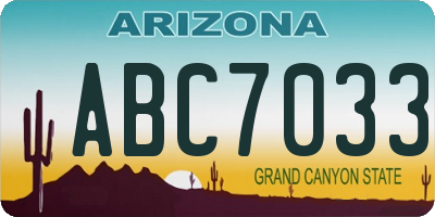 AZ license plate ABC7033