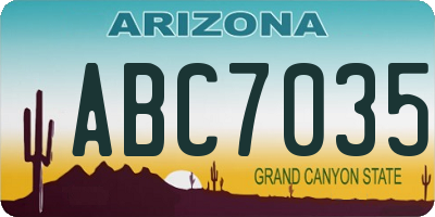AZ license plate ABC7035