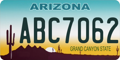 AZ license plate ABC7062