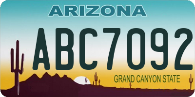 AZ license plate ABC7092