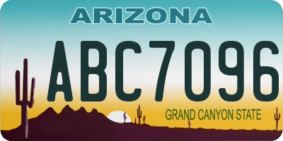 AZ license plate ABC7096