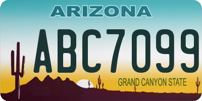 AZ license plate ABC7099
